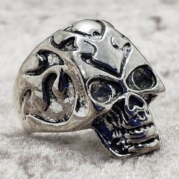 Stainless Men women Punk Design Skull Biker Ring - Picture 1 of 2
